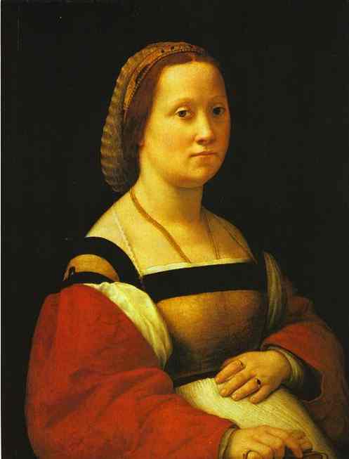 Oil painting:Portrait of a Pregnant Woman. c. 1506