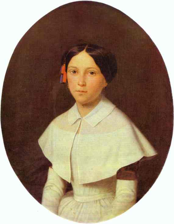 Oil painting:Portrait of a Student of Smolny Institute for Young Ladies. 1851