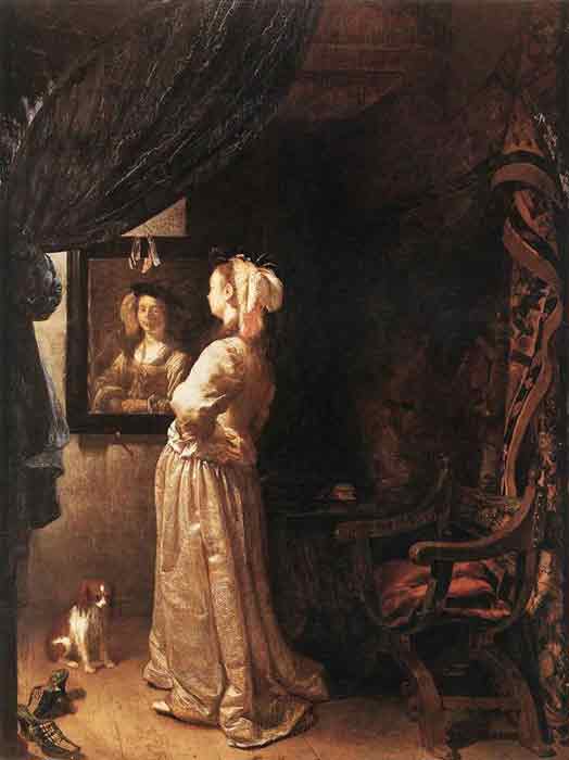 Oil painting for sale:Woman before the mirror, c.1670