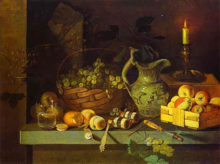 Oil painting:Still-Life with Candle. 1830