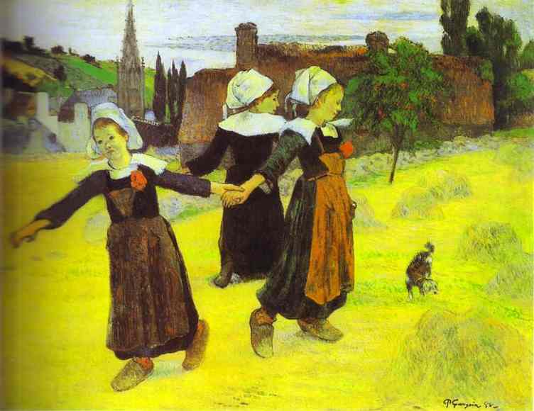 Oil painting:Breton Girls Dancing, Pont-Aven. 1888