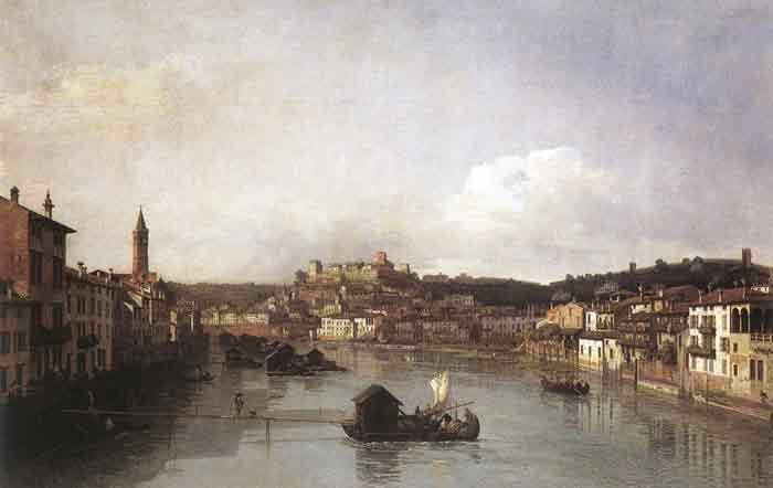 Oil painting for sale:View of Verona and the River Adige from the Ponte Nuovo, 1747-1748