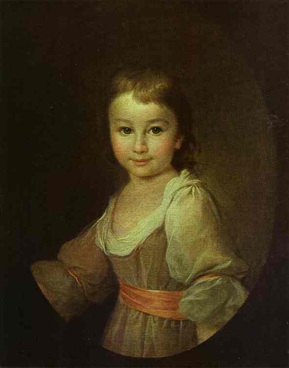 Oil painting:Portrait of Countess Praskovya Vorontsova as a Child. c.1790