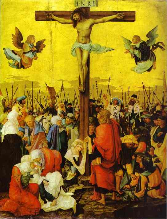 Oil painting:Crucifixion. c.1520