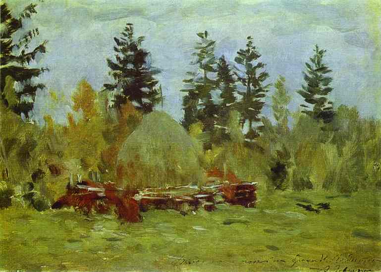 Oil painting:A Haystack. Study. 1894