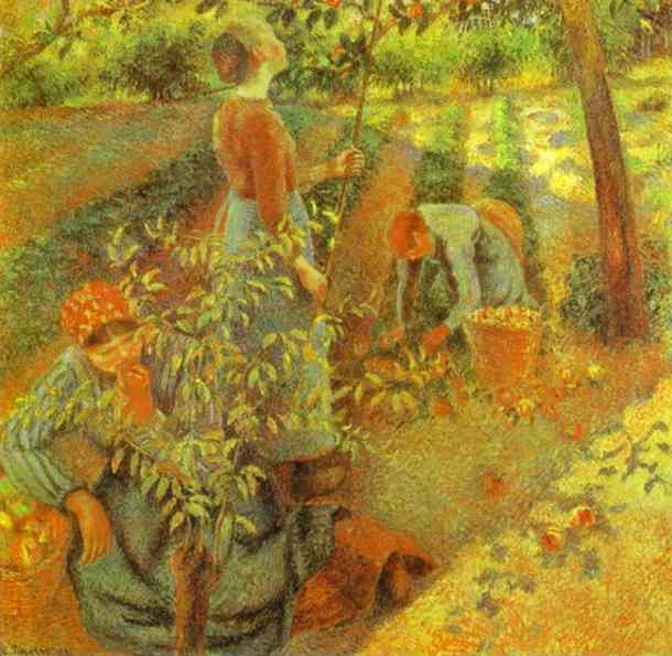 Oil painting:Apple Picking. 1886