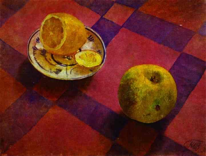 Oil painting:Apple and Lemon. 1930