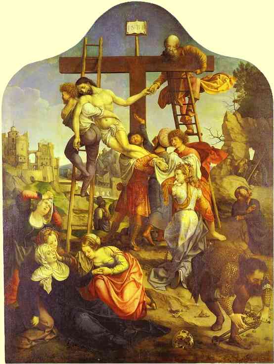 Oil painting:Descent from the Cross. 1521