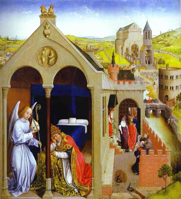Oil painting:Dream of Pope Sergius. c.1437