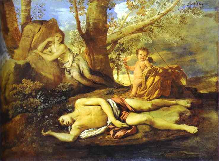 Oil painting:Echo and Narcissus. c.1627