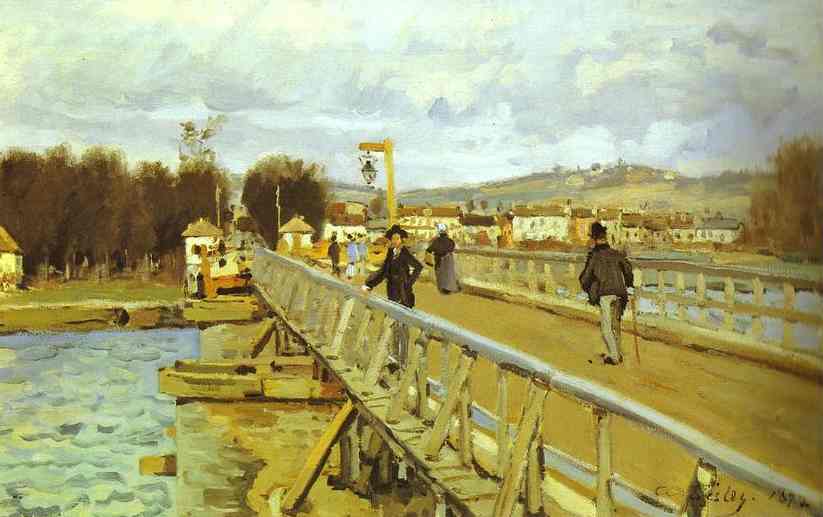Oil painting:Footbridge at Argenteuil. 1872