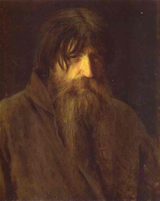 Oil painting:Head of an Old Peasant. Study. 1874