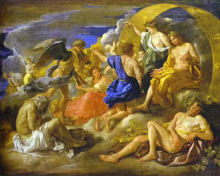 Oil painting:Helios and Phaeton with Saturn and the Four Seasons. c. 1629