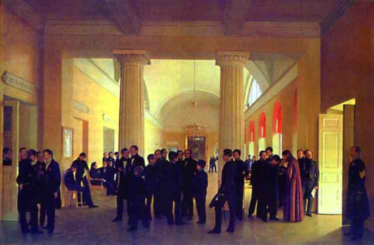 Oil painting:In the Hall of the Law College. 1840