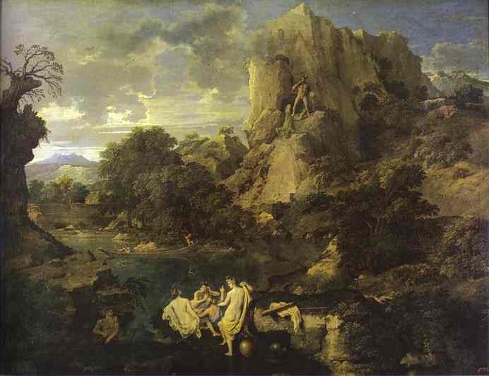 Oil painting:Landscape with Hercules and Cacus. 1658