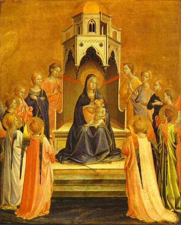 Oil painting:Madonna Surrounded by Angels. c. 1429