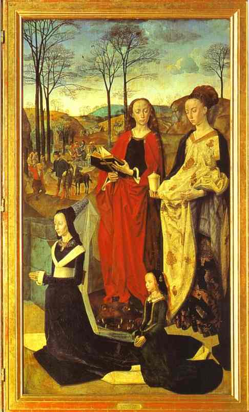 Oil painting:Maria Baroncelli with Her Daughter Margarita and SS. Margaret and Mary Magdalene. The