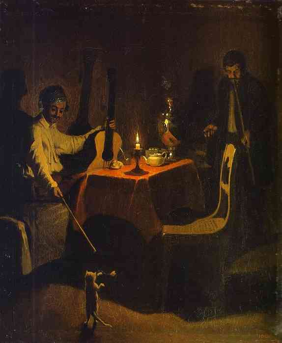 Oil painting:Officer and His Orderly. 1850