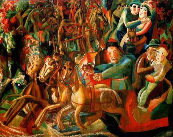 Oil painting:Pancake Tuesday (Maslenitsa) 1913