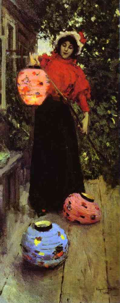 Oil painting: Paper Lanterns. 1898