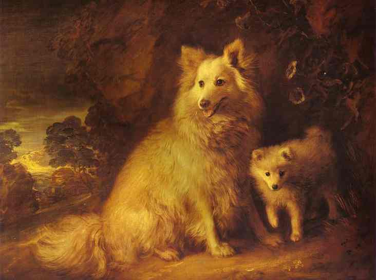 Oil painting:Pomeranian Bitch and Pup. c.1777