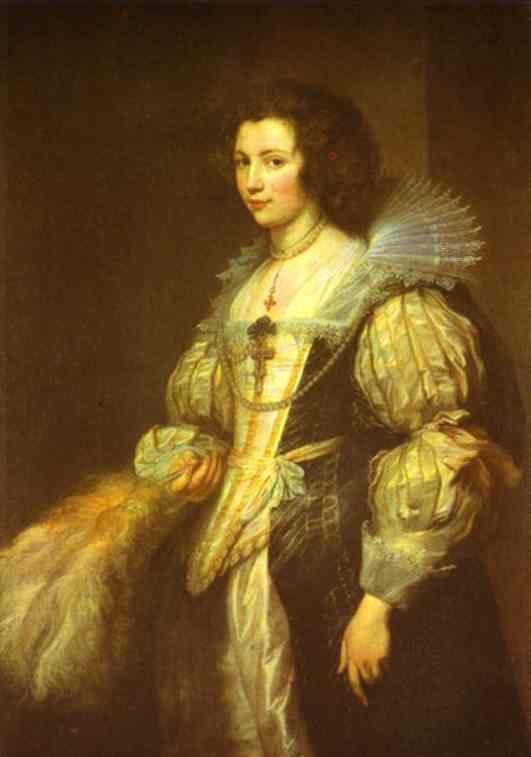 Oil painting:Portrait of Maria Louisa de Tassis. C.1630