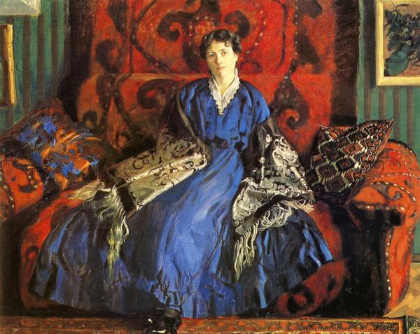 Oil painting: Portrait of Yu. Kustodieva. 1920