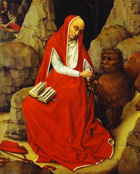 Oil painting:St. Jerome. c.1460