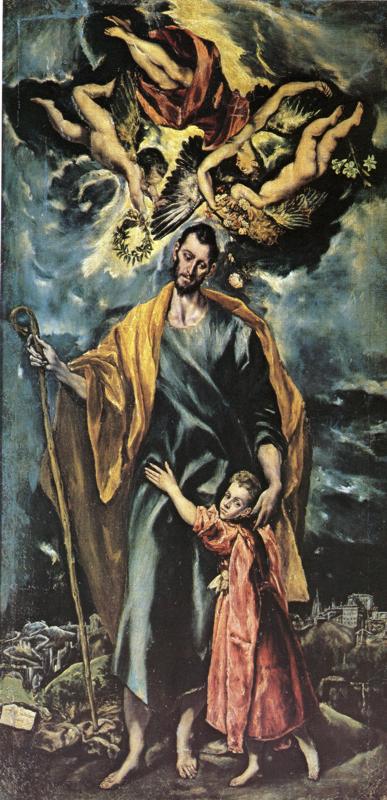 Oil painting:St. Joseph and the Christ Child. c. 1597-1599