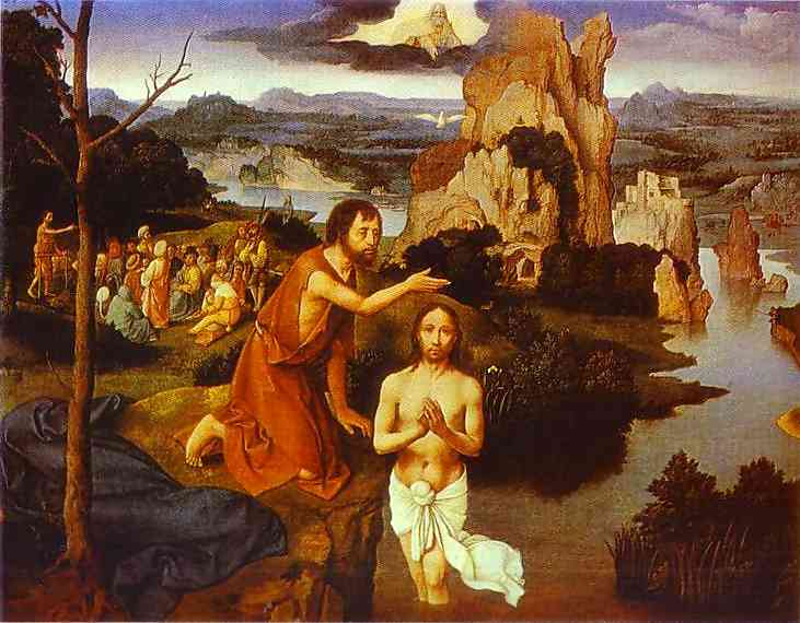 Oil painting:The Baptism of Christ. 1515