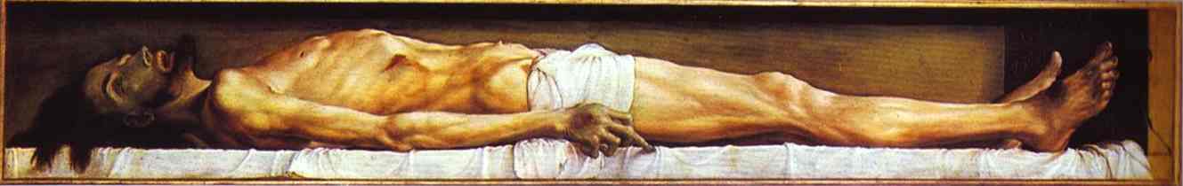 Oil painting:The Body of the Dead Christ in the Tomb. 1521