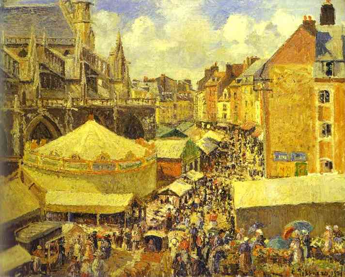 Oil painting:The Fair at Dieppe. Sunny Morning. (La foire