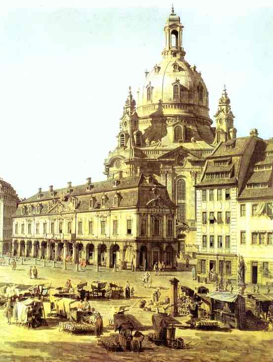 Oil painting:The New Market Square in Dresden, Seen from the Judenhof. Detail. 1749