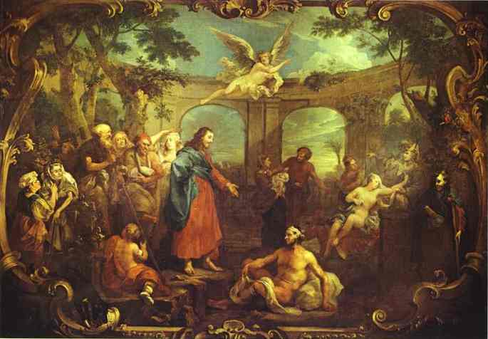 Oil painting:The Pool of Bethesda. 1736
