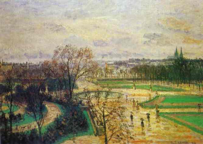 Oil painting:The Tuileries Gardens in Rain. 1899