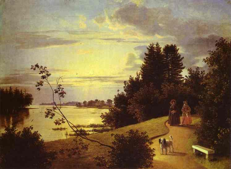 Oil painting:View on Yelagin Island in St. Petersburg. 1839