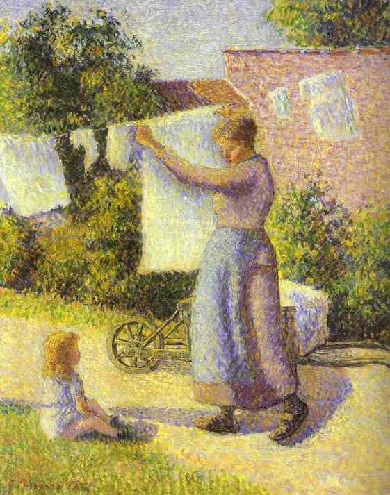 Oil painting:Woman Hanging Laundry. 1887