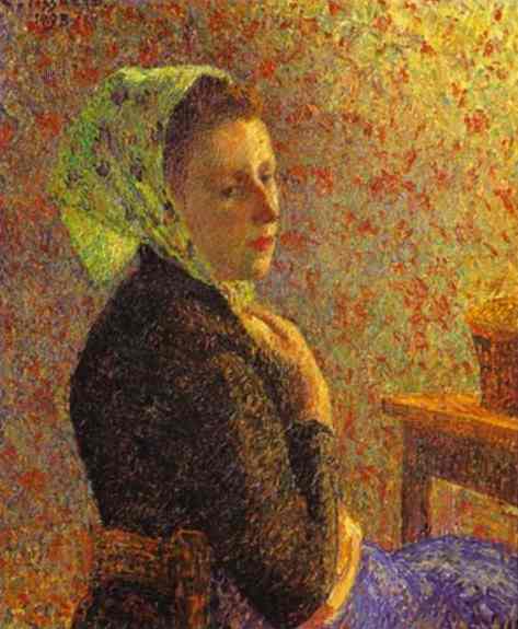 Oil painting:Woman with Green Scarf. 1893