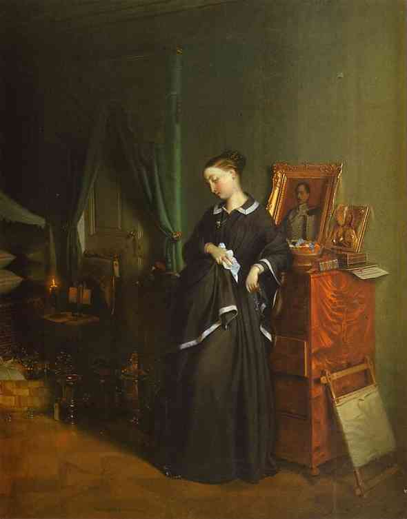Oil painting:Young Widow. 1st version. 1851