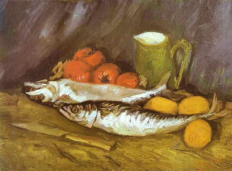 Still Life with Mackerels, Lemons and Tomatoes. Summer 1886