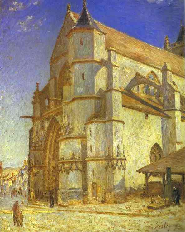 Oil painting:The Church at Moret in Morning Sun. 1893