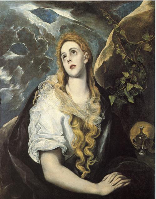 Oil painting:Mary Magdalen in Penitence. c. 1580-1585