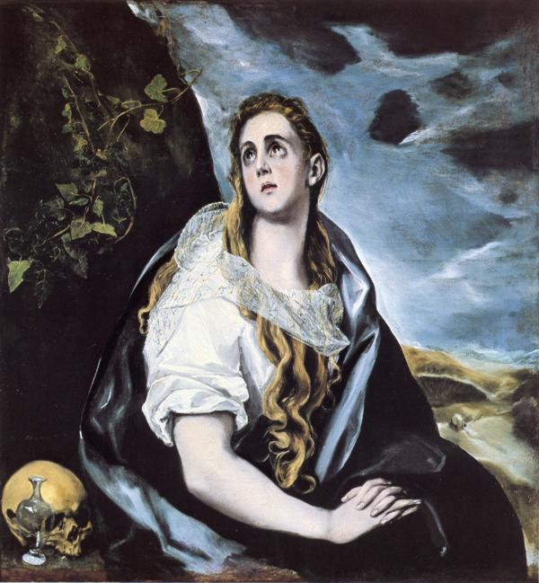 Oil painting:Mary Magdalen in Penitence. c. 1577