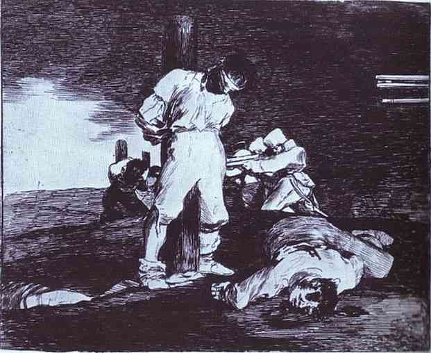 Oil painting:Desastre de la Guerra 15; Y no hoi remelio (And It Cannot Be Changed). c.1810