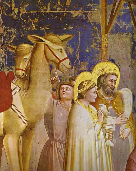 Oil painting:The Adoration of the Magi. Detail. 1304