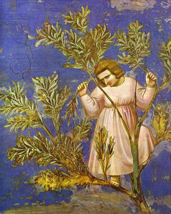 Oil painting:Christ Entering Jerusalem. Detail. 1304