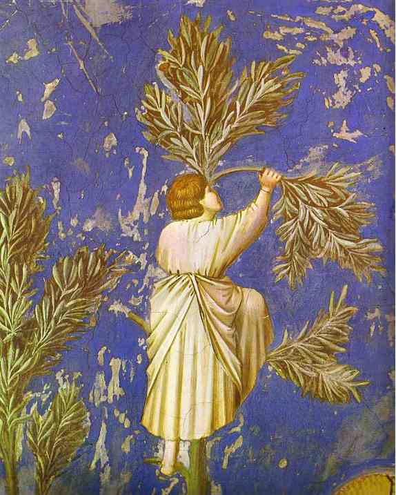 Oil painting:Christ Entering Jerusalem. Detail. 1304