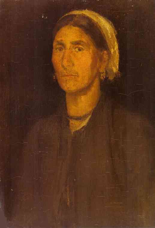 Oil painting:Head of a Peasant Woman. 1855