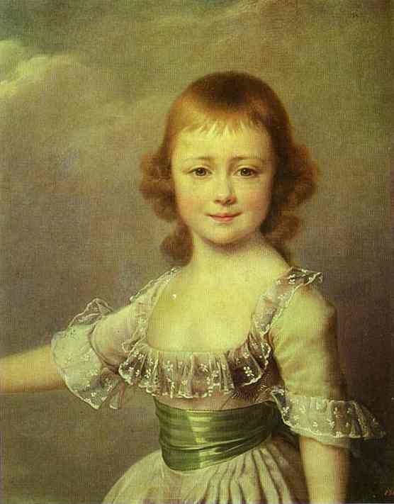 Oil painting:Portrait of Grand Duchess Ekaterina Pavlovna as a Child. 1790