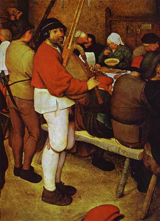 Oil painting:The Peasant Wedding. Detail. 1567